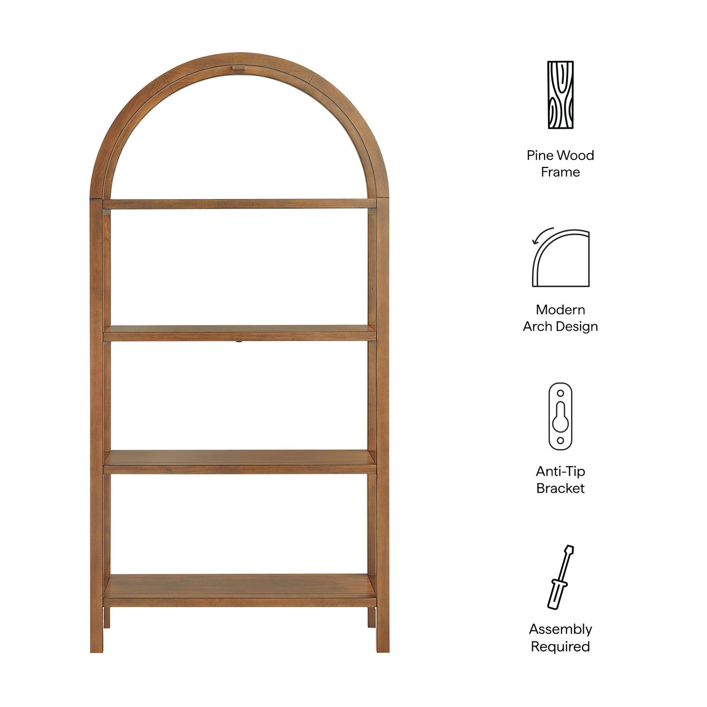 Vexley 72 Inch Large Arched Bookshelf by Modway