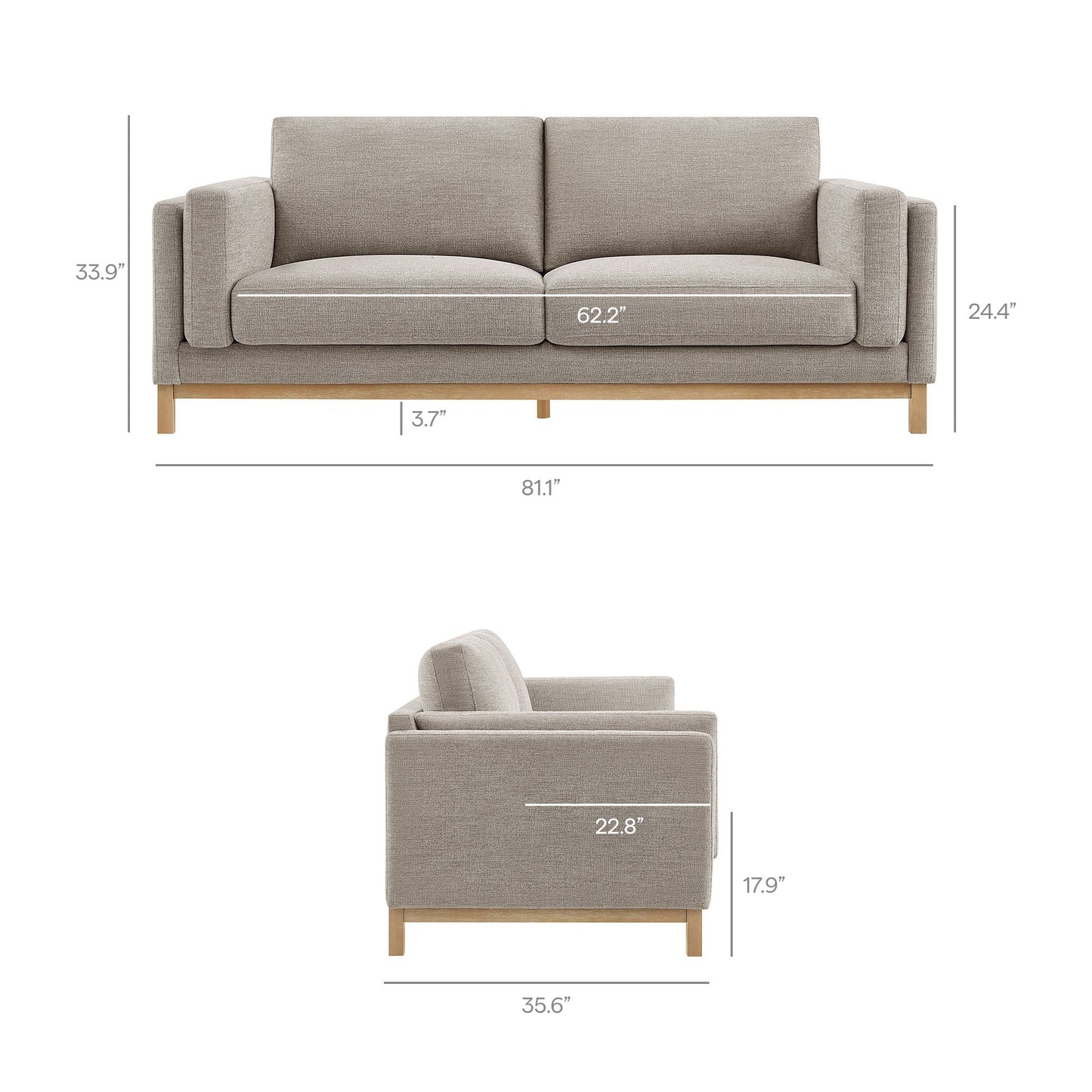 Roscoe 81 Inch Fabric Sofa by Modway