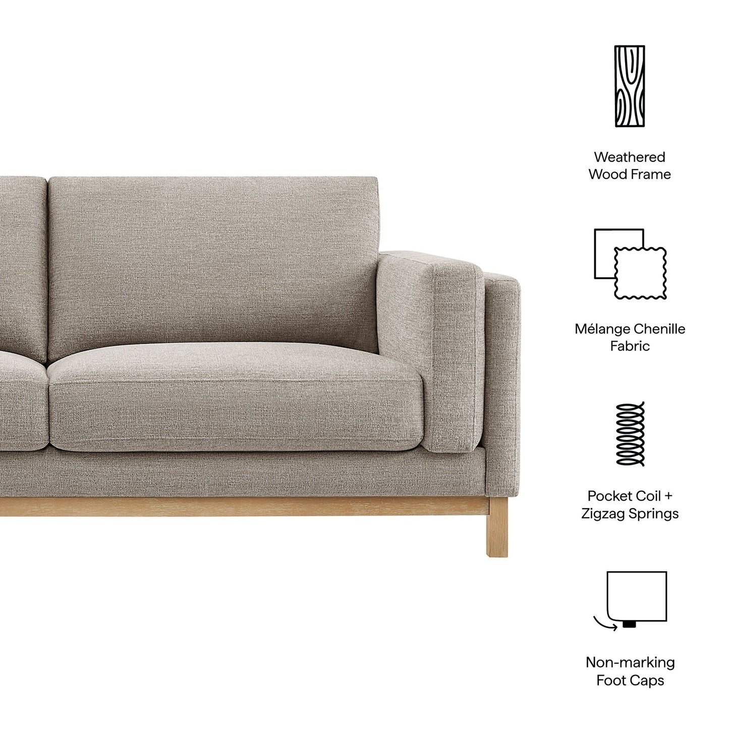 Roscoe 81 Inch Fabric Sofa by Modway