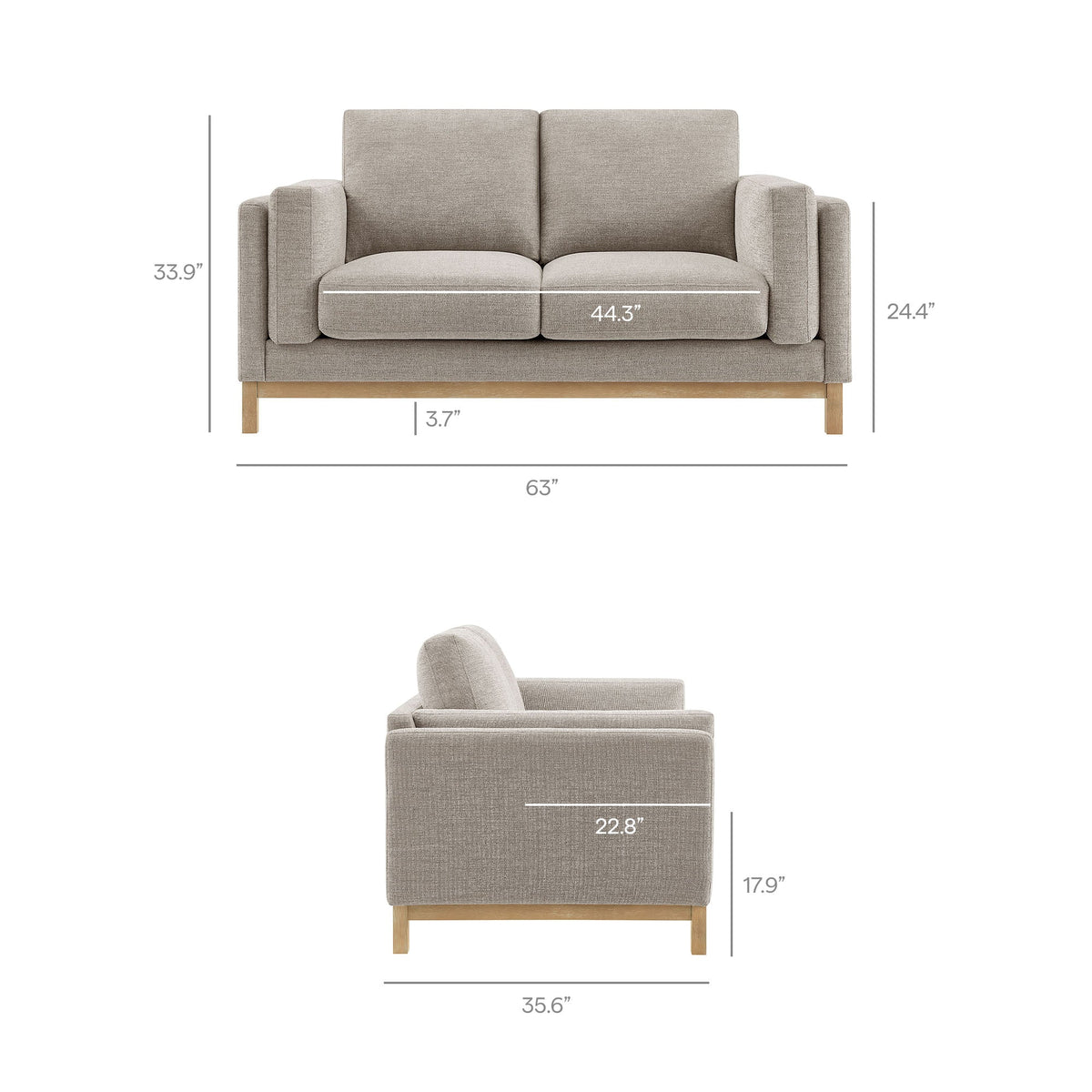 Roscoe 63 Inch Fabric Loveseat by Modway