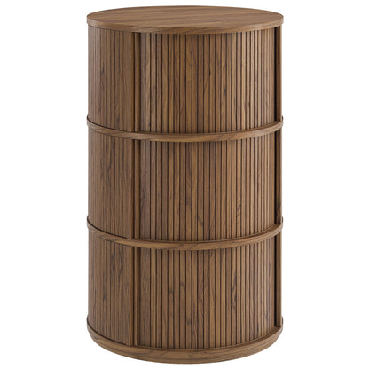 Clement Round Pedestal Stand Storage Table with Sliding Tambour Doors
