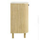 Caldera 33" Curved Solid Wood and Marble Accent Storage Cabinet