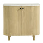 Caldera 33" Curved Solid Wood and Marble Accent Storage Cabinet