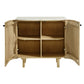 Caldera 33" Curved Solid Wood and Marble Accent Storage Cabinet
