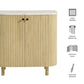 Caldera 33" Curved Solid Wood and Marble Accent Storage Cabinet