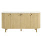 Caldera 60" Curved Solid Wood and Marble Sideboard Storage Cabinet by Modway