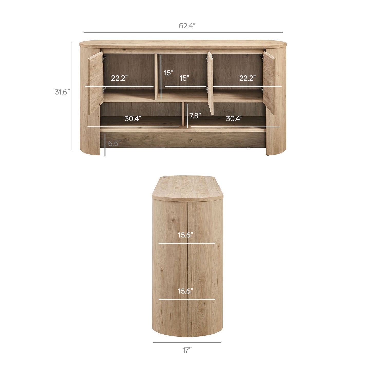 Duval 62 Inch Oval Sideboard by Modway