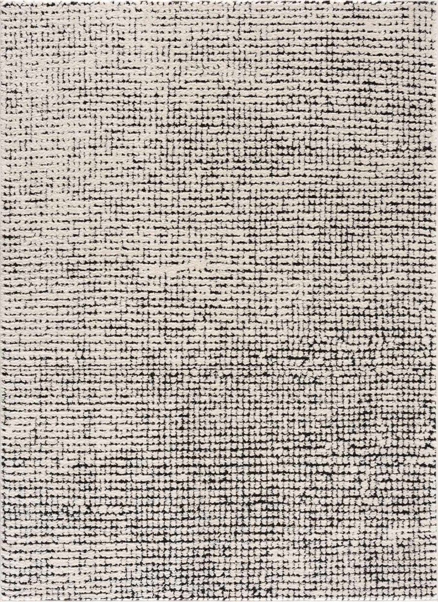 Keita Cream & Black Grid Plush Rug