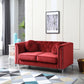 Chic Sloped Arm Loveseat in Burgundy