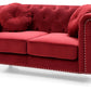 Chic Sloped Arm Loveseat in Burgundy