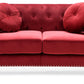 Chic Sloped Arm Loveseat in Burgundy