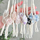 Macrame wrapped crystal rear view mirror charm DIY craft kit.
