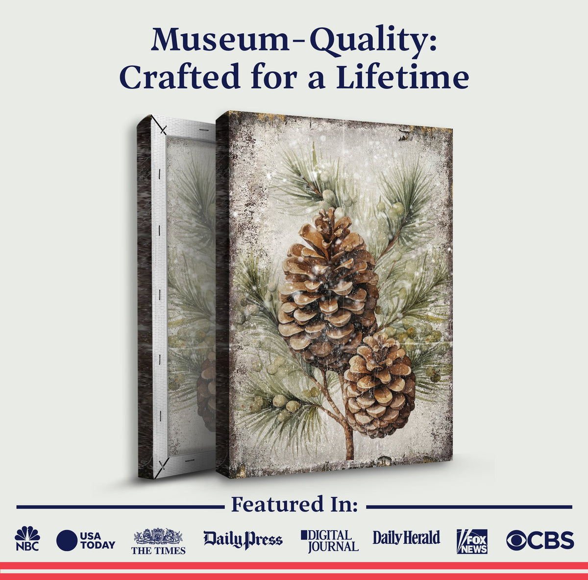 Vintage Winter Pine Cone Christmas Wall Art II - view 5