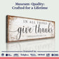 In All Things Give Thanks Thessalonians 5:18 Faith Sign