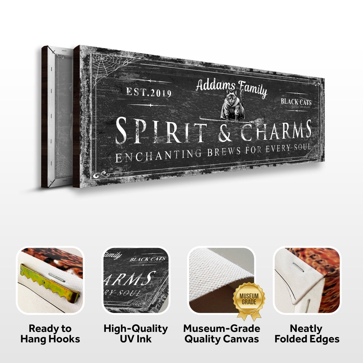 Black Cat’s Spirits & Charms Bar Halloween Sign - view 6