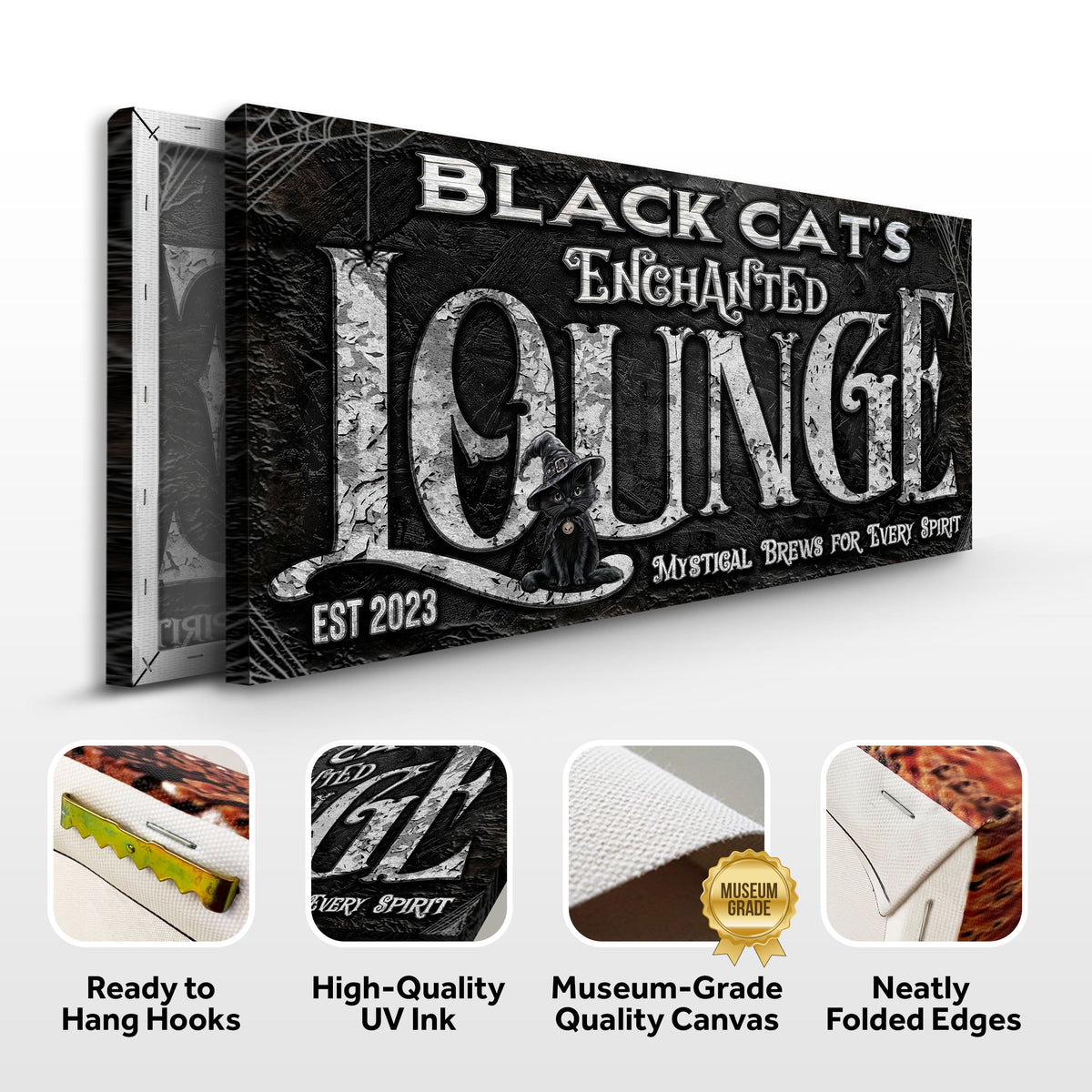 Black Cat's Enchanted Lounge Halloween Sign - view 7