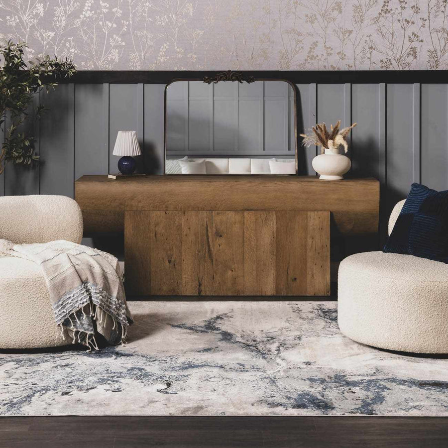 Detail of the Kirkland blue marble rug