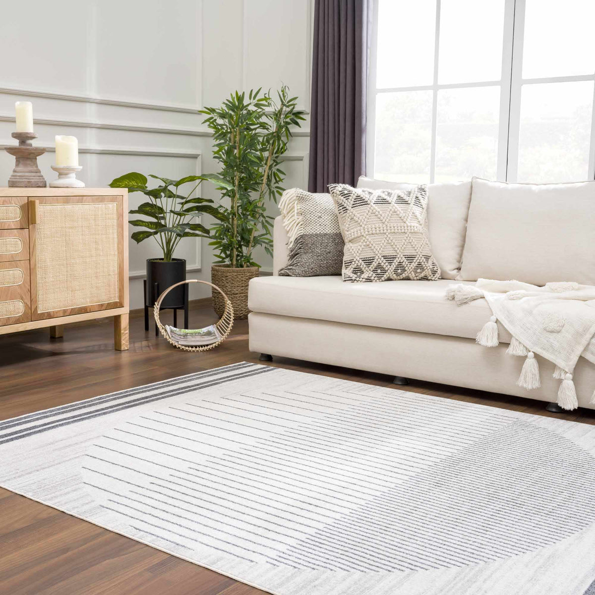 Thad Medium Gray Washable Area Rug
