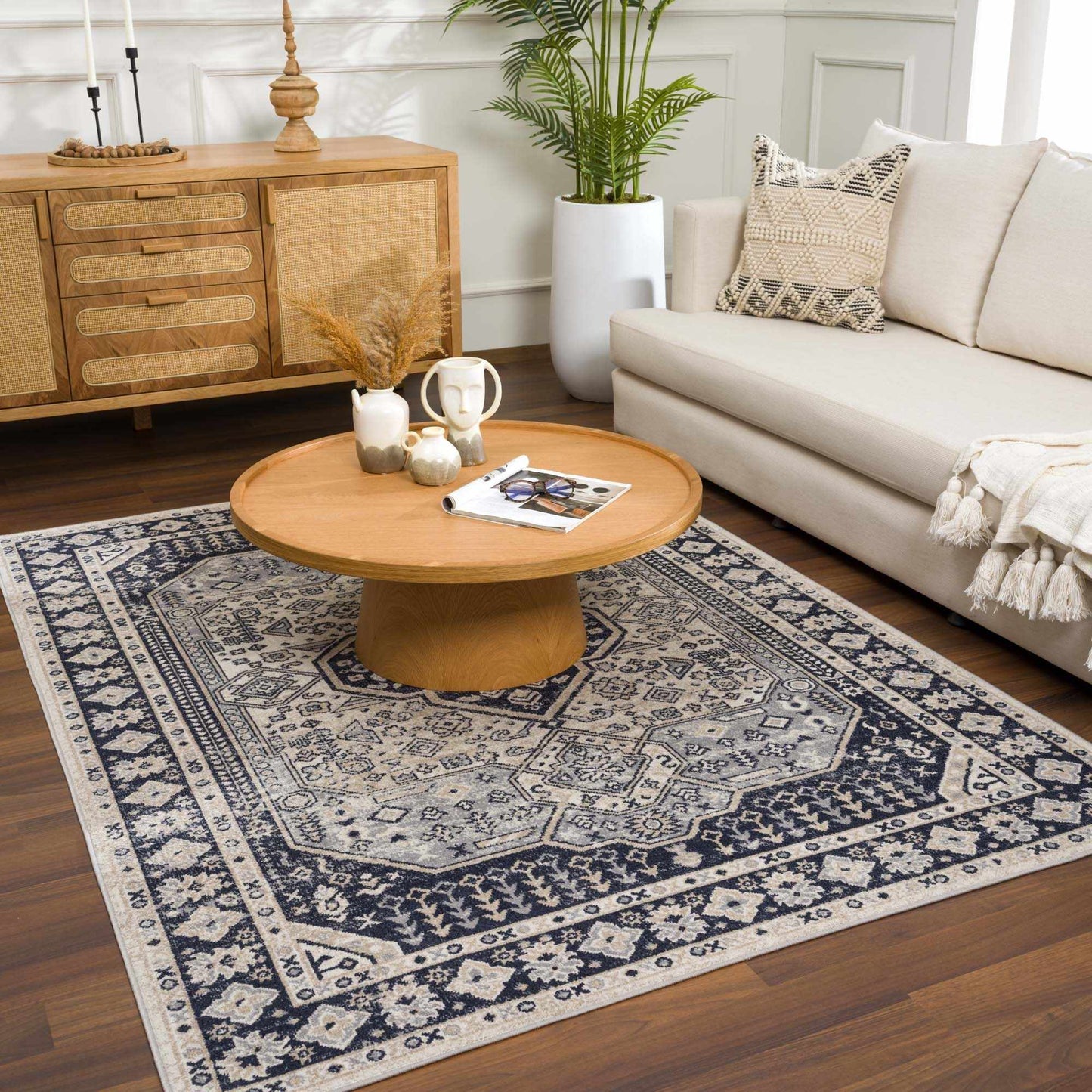 Cabacungan Cream & Gray Washable Area Rug - Clearance