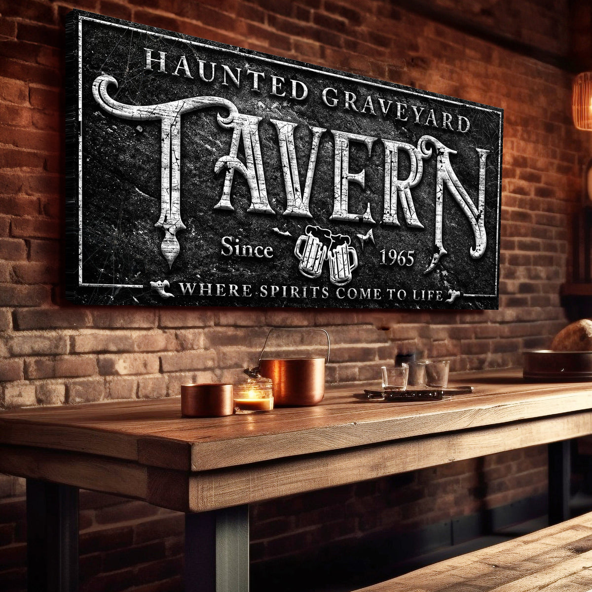 Haunted Graveyard Tavern Halloween Sign II - view 3