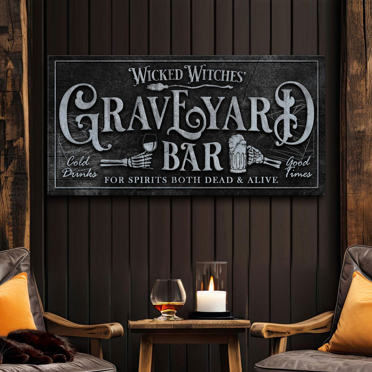 Wicked Witches' Graveyard Bar Halloween Sign II - view 3