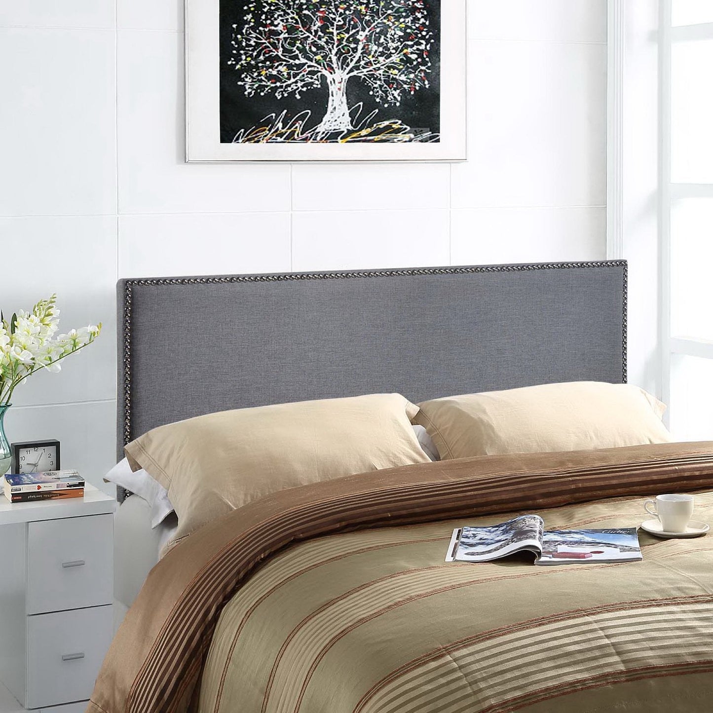 Region Nailhead Upholstered Queen Headboard by Modway