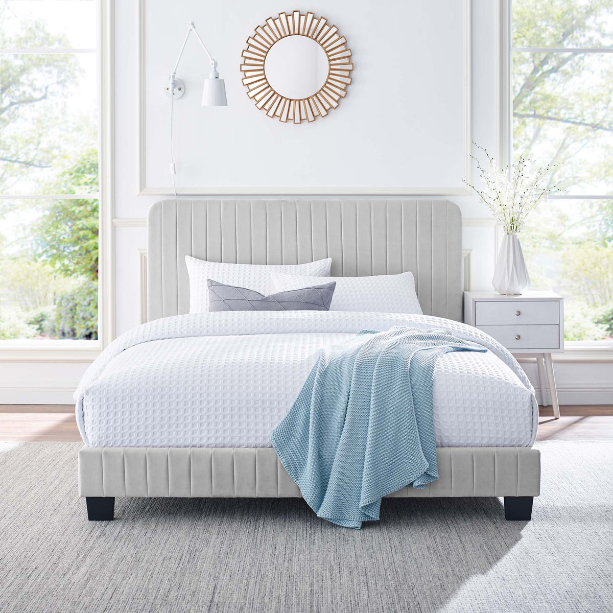 Celine Channel Tufted Performance Velvet Twin Platform Bed by Modway