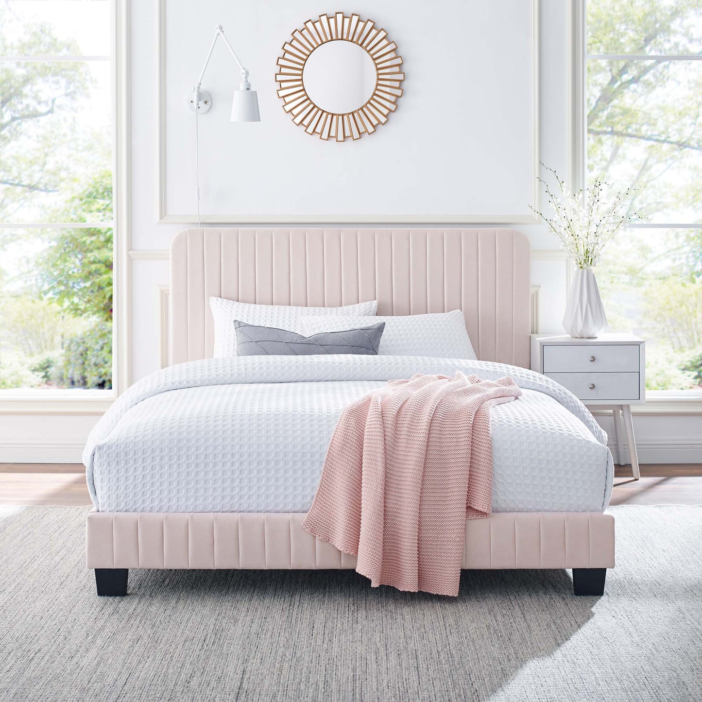 Celine Channel Tufted Performance Velvet Twin Platform Bed by Modway