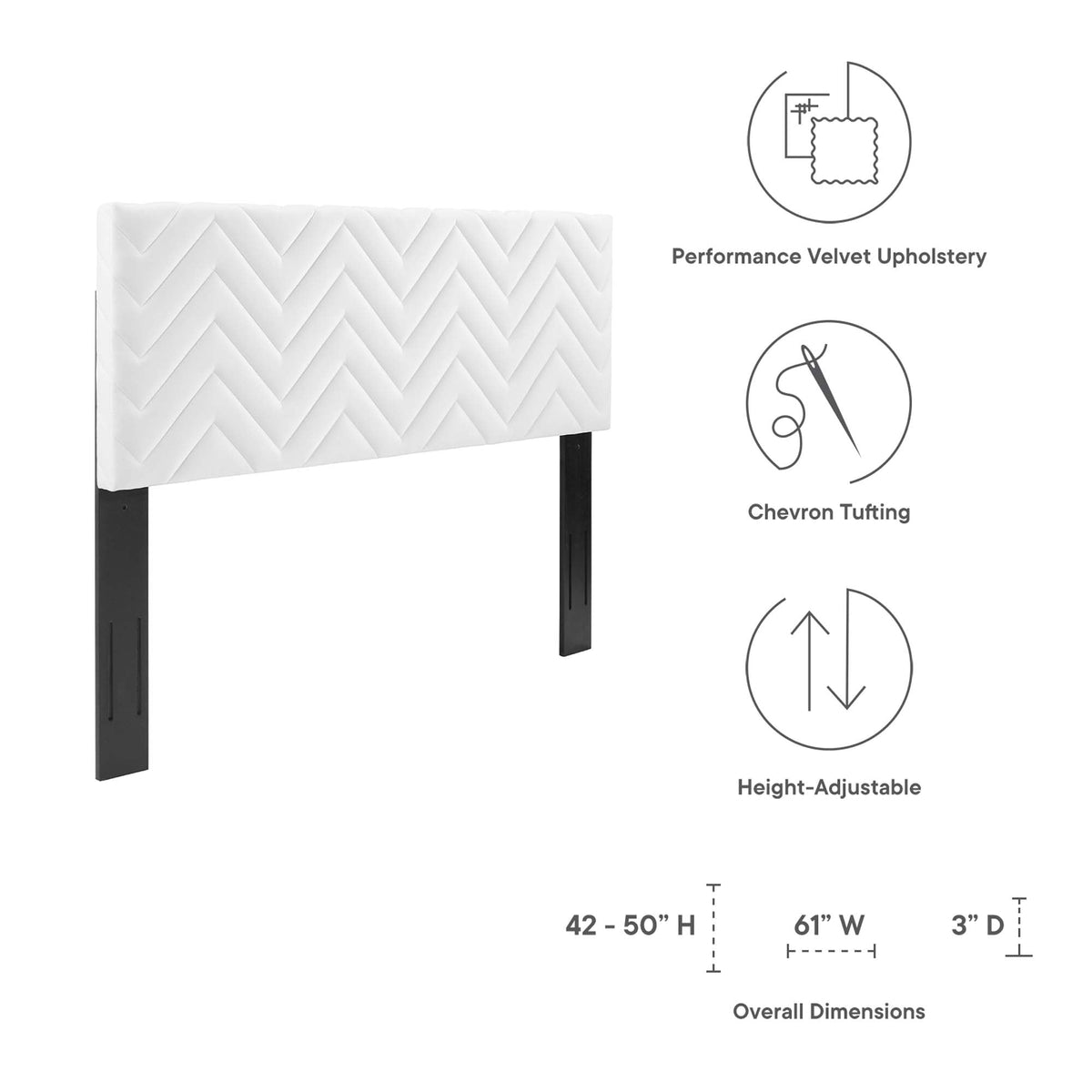Mercy Chevron Tufted Performance Velvet Full/Queen Headboard by Modway