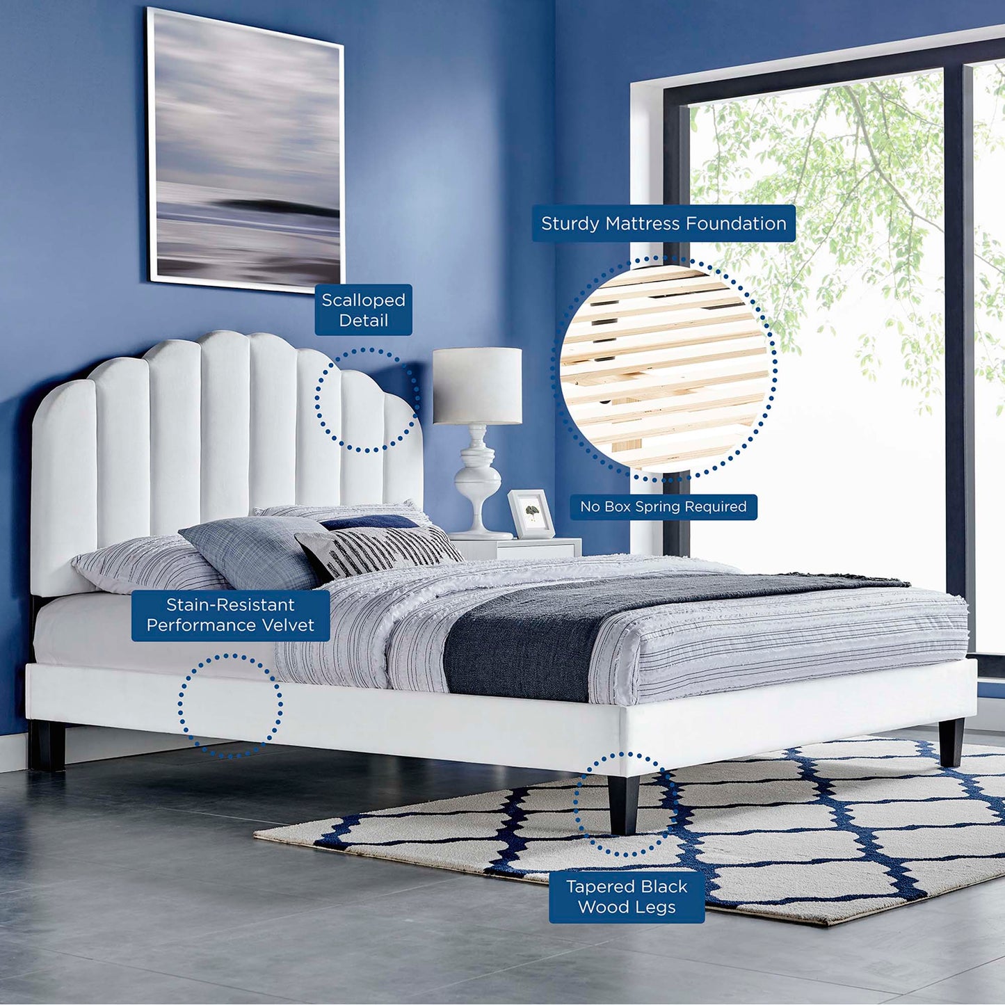 Daisy Performance Velvet Full Platform Bed by Modway