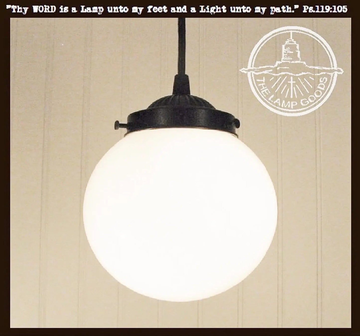 Milk Glass Globe Pendant Light | 6" or 8"