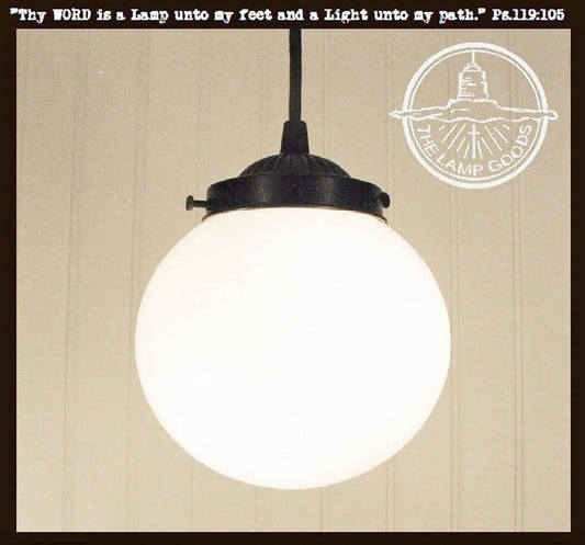 Milk Glass Globe Pendant Light | 6" or 8"