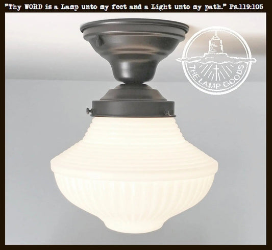 Traditional Milk Glass Semi-Flush Ceiling Light | 8.25"