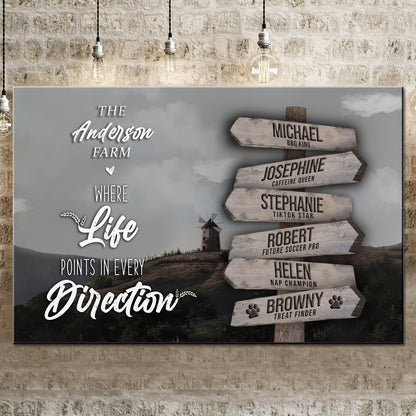 Where Life Points In Every Direction Family Farm Names Sign II