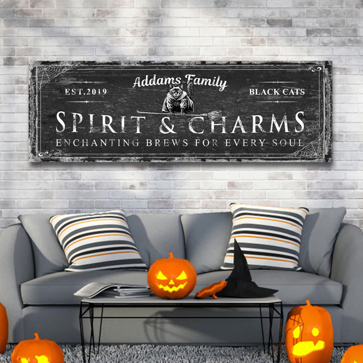 Black Cat’s Spirits & Charms Bar Halloween Sign - view 2