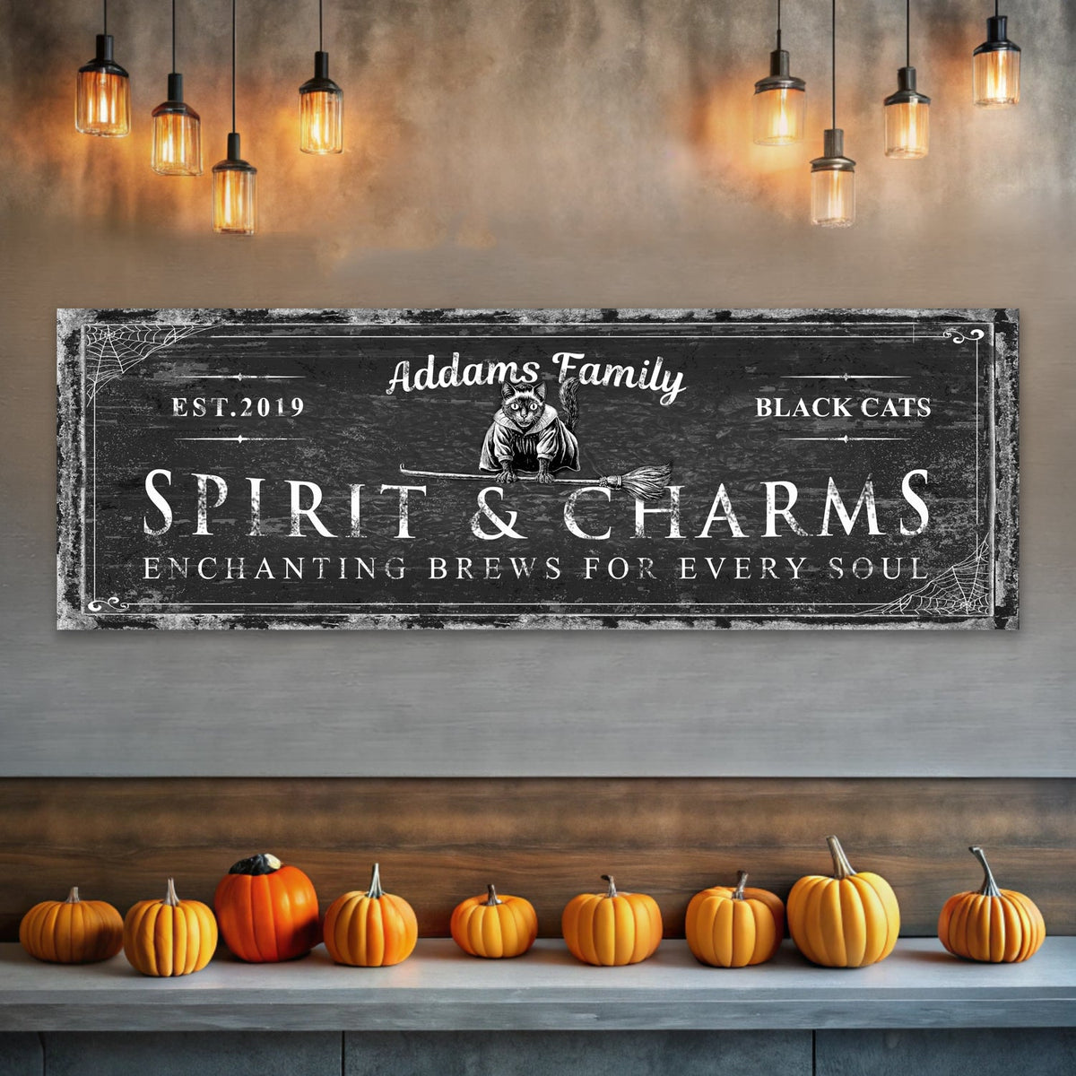 Black Cat’s Spirits & Charms Bar Halloween Sign - view 3