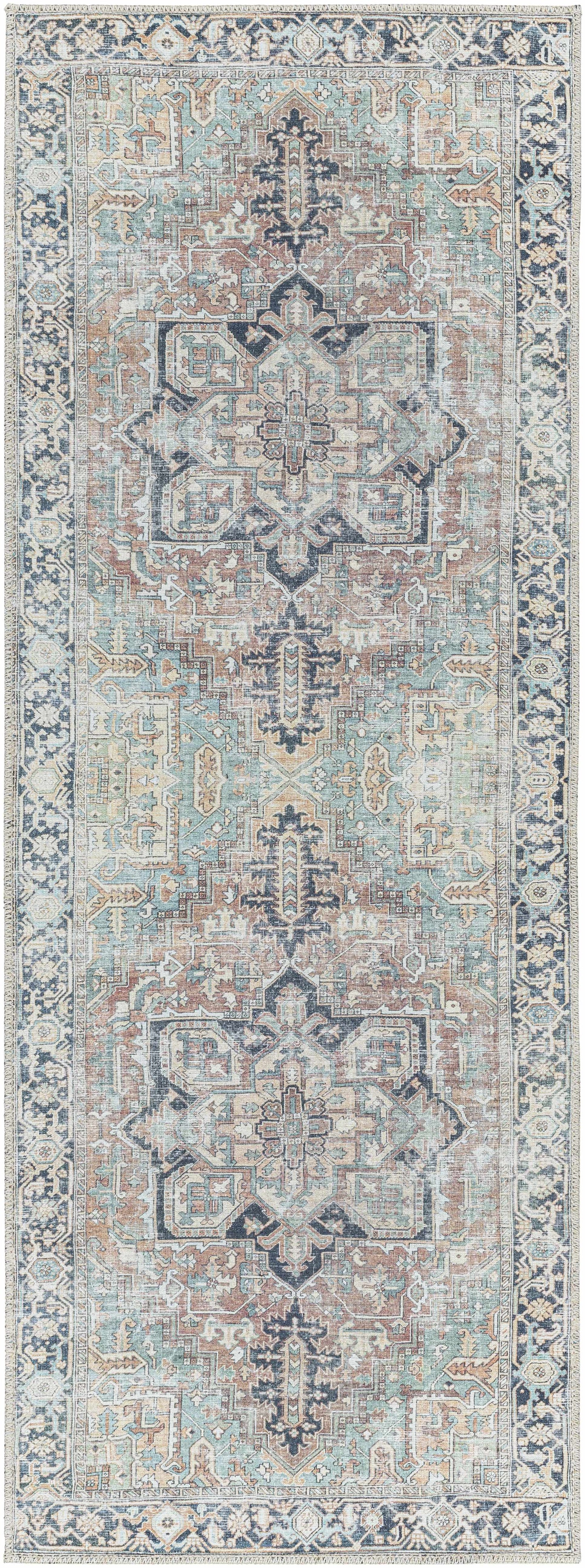 Green Nisa Tumble Dry Washable Rug