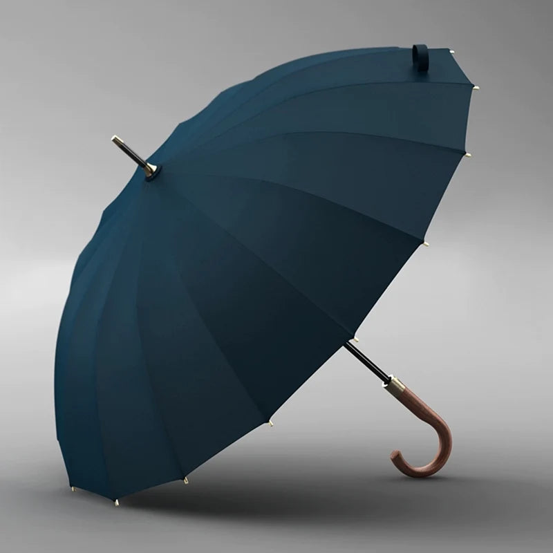 16 Bones Wooden Handle Classy Retro Style Gentleman Minimalist Umbrella