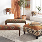 Brick Red Wood Frame Ottoman Stool