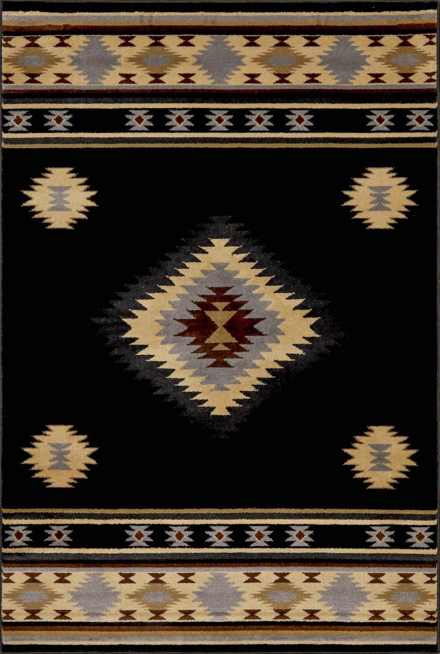Buckhaven Black Southwestern Area Rug
