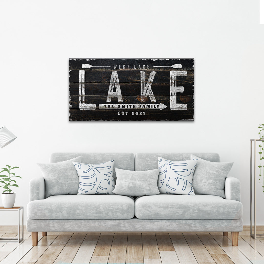 Wooden Lake Arrow Sign