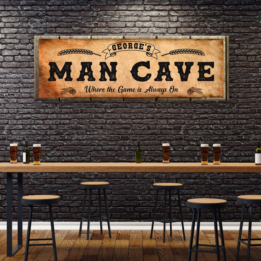 Personalized Man Cave Sign: Rustic Man Cave Sign for Custom Bar Signs or Home Bar