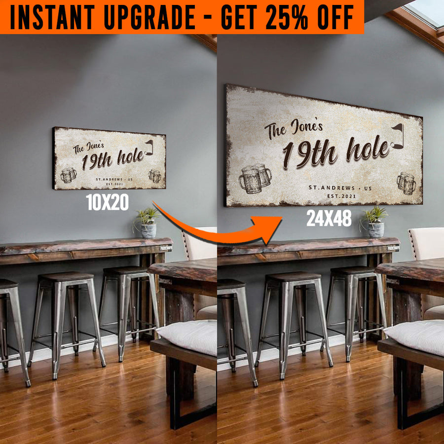 Upgrade Your 20x10 Inches '19th Hole Golf' (Style 3) Canvas To 48x24 Inches