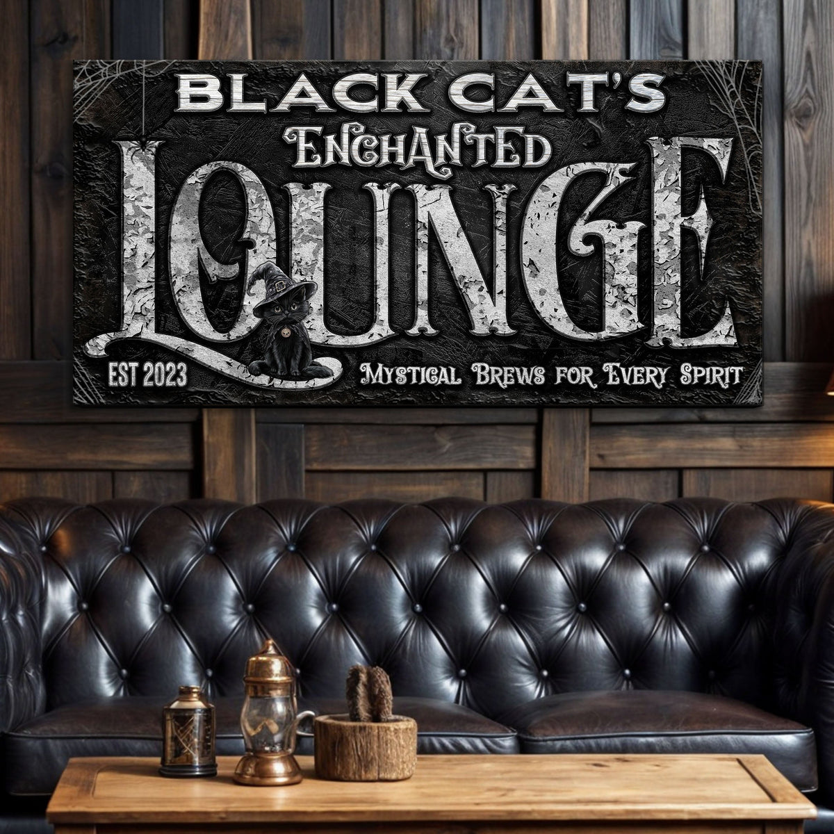 Black Cat's Enchanted Lounge Halloween Sign - view 3