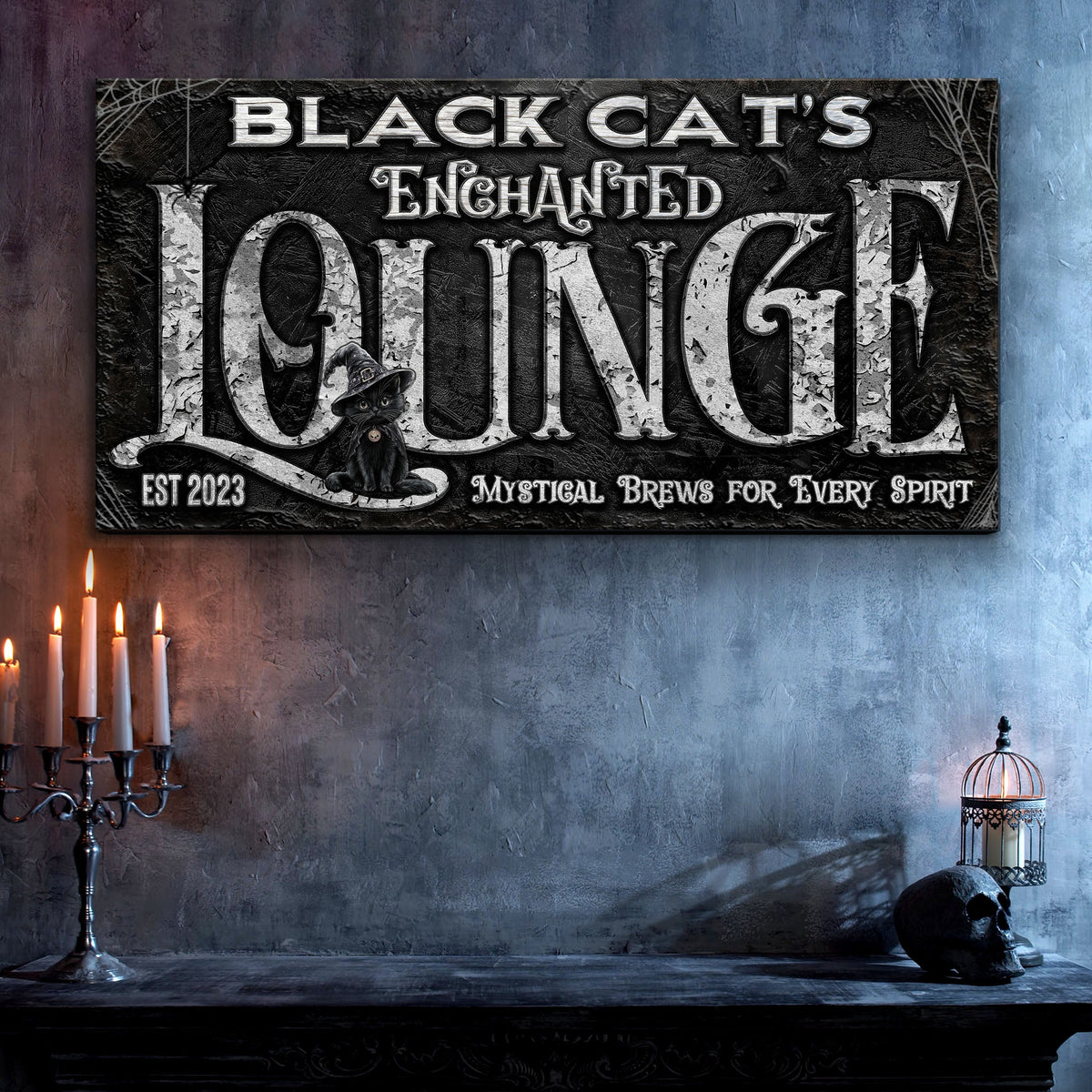 Black Cat's Enchanted Lounge Halloween Sign - view 4