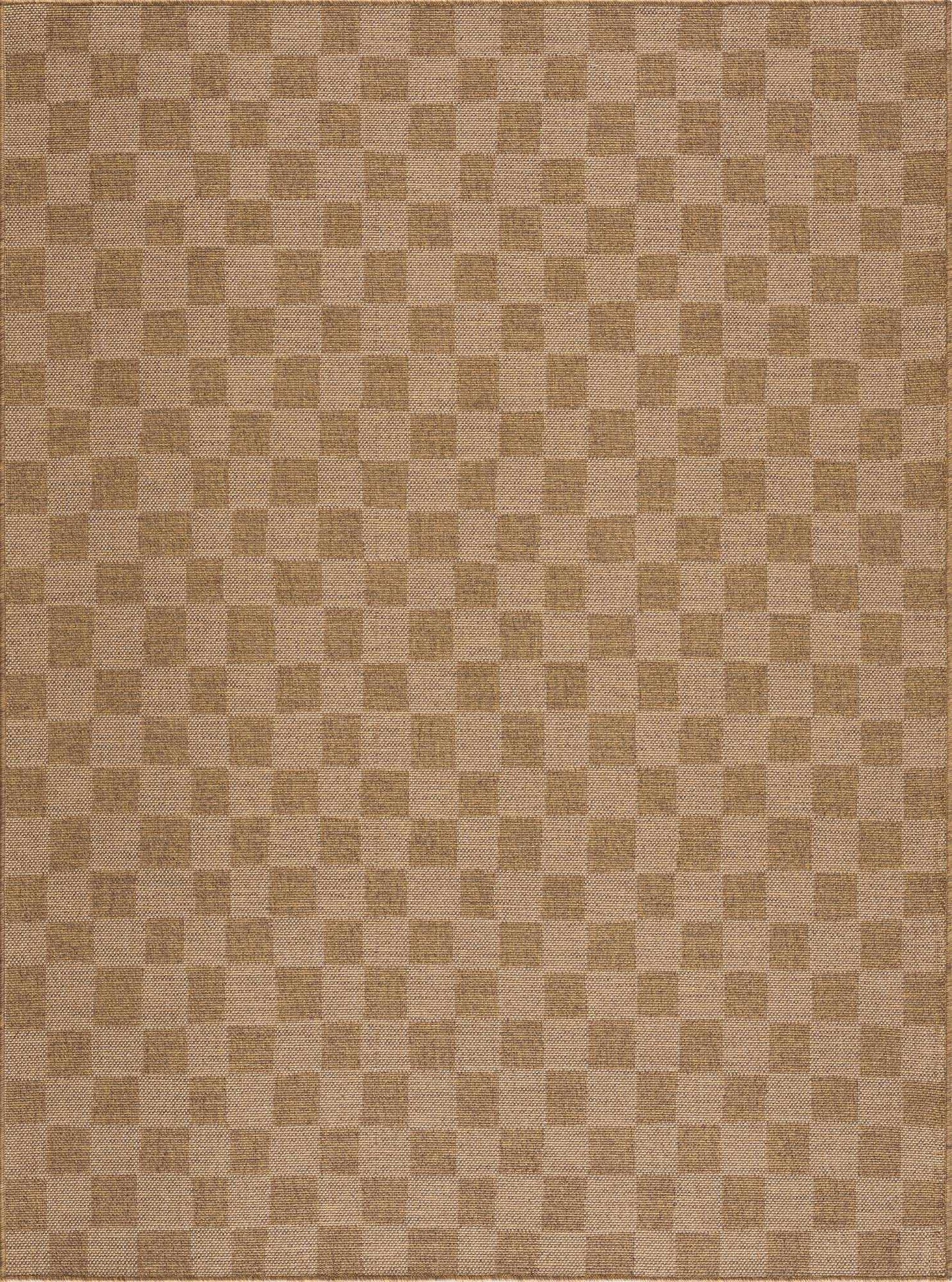Kuval Checkered Brown Outdoor Rug