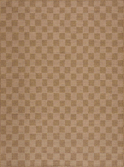 Kuval Checkered Brown Outdoor Rug