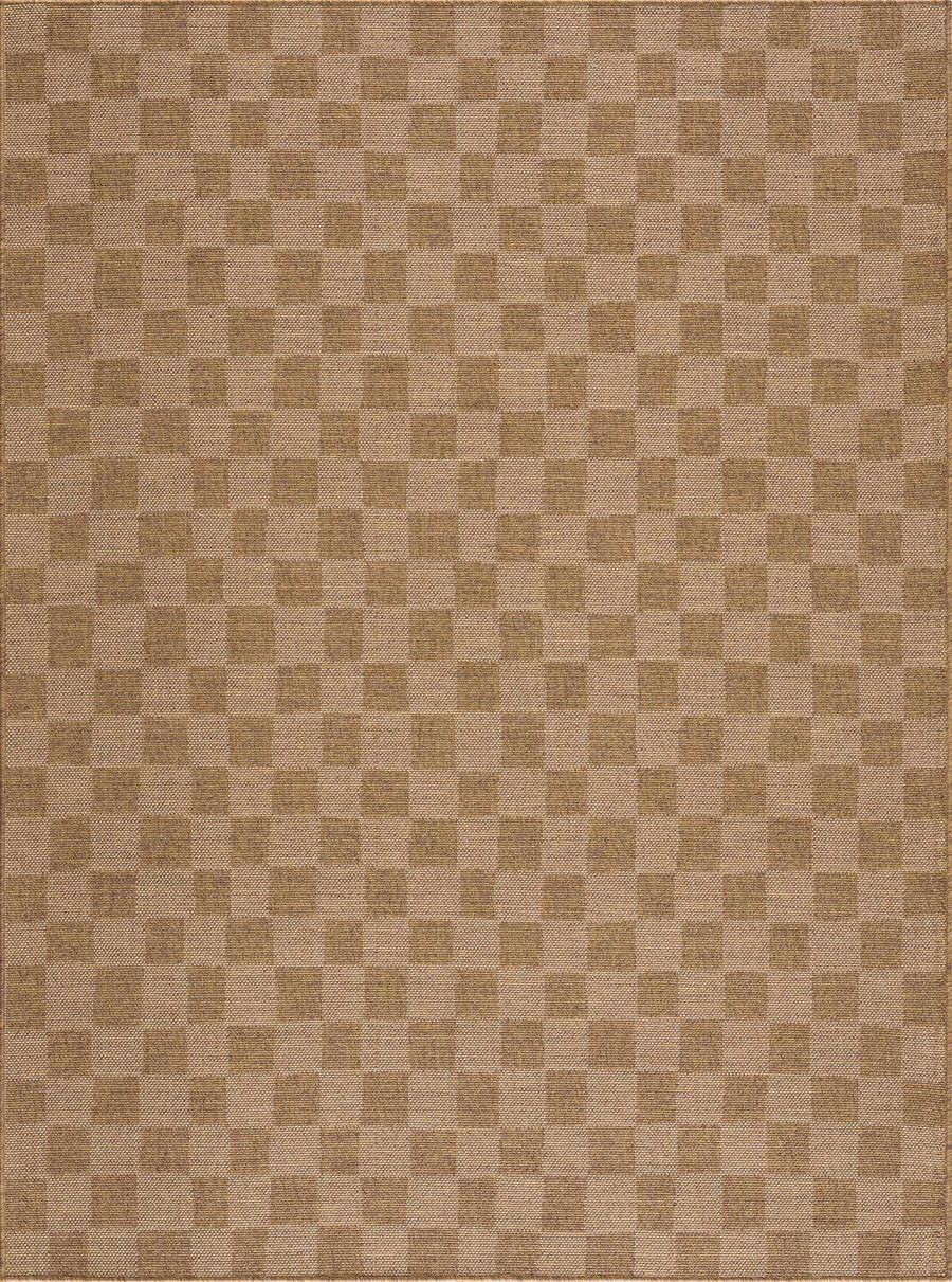 Kuval Checkered Brown Outdoor Rug
