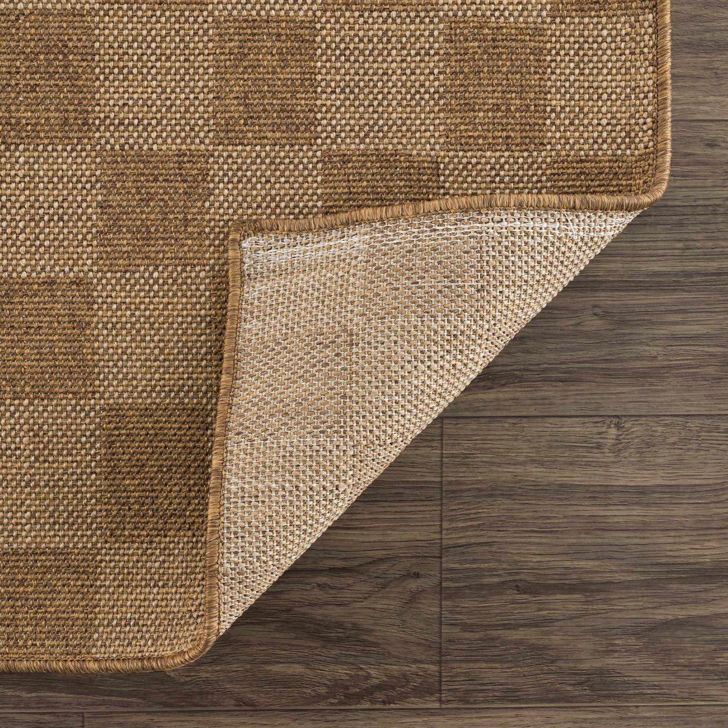 Kuval Checkered Brown Outdoor Rug