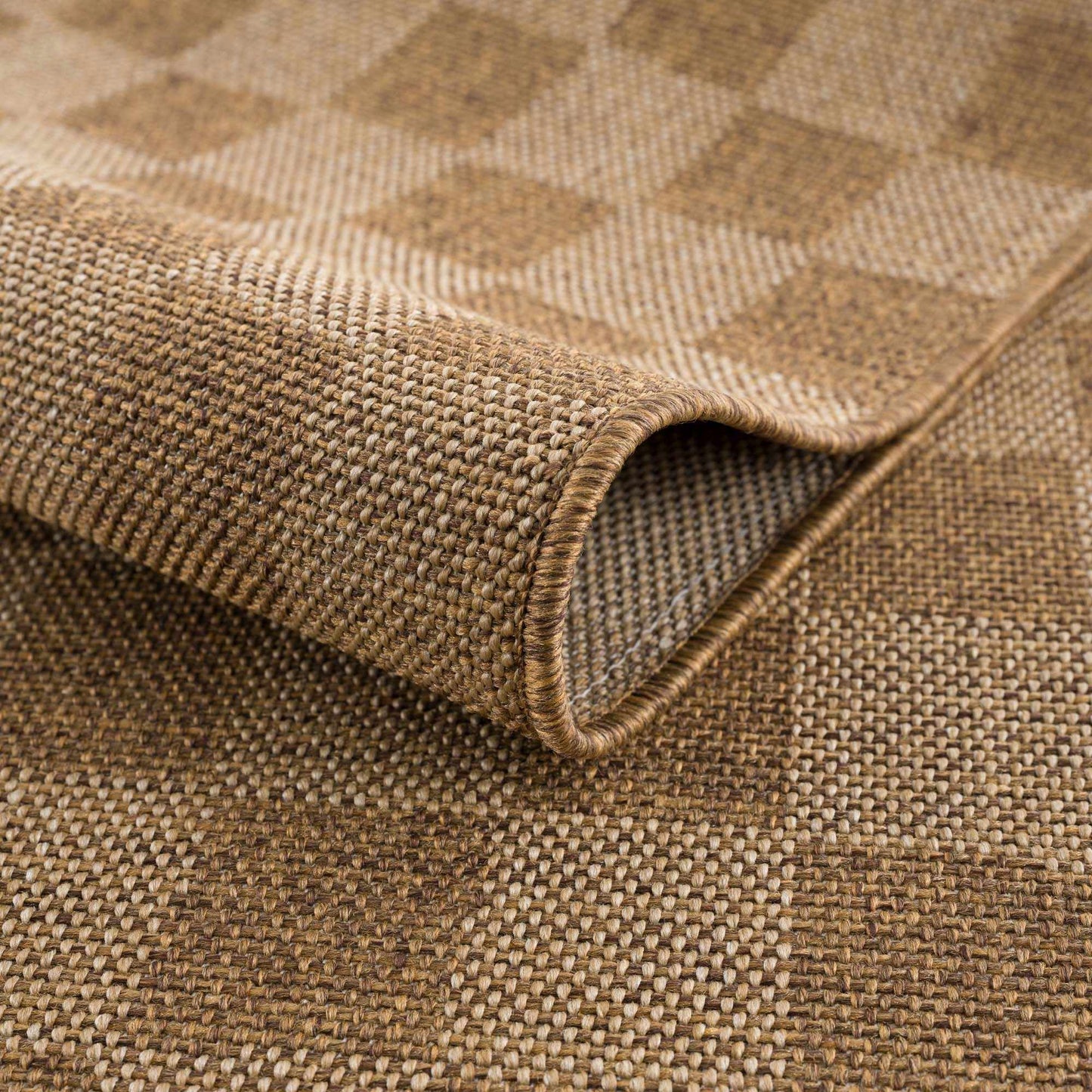 Kuval Checkered Brown Outdoor Rug